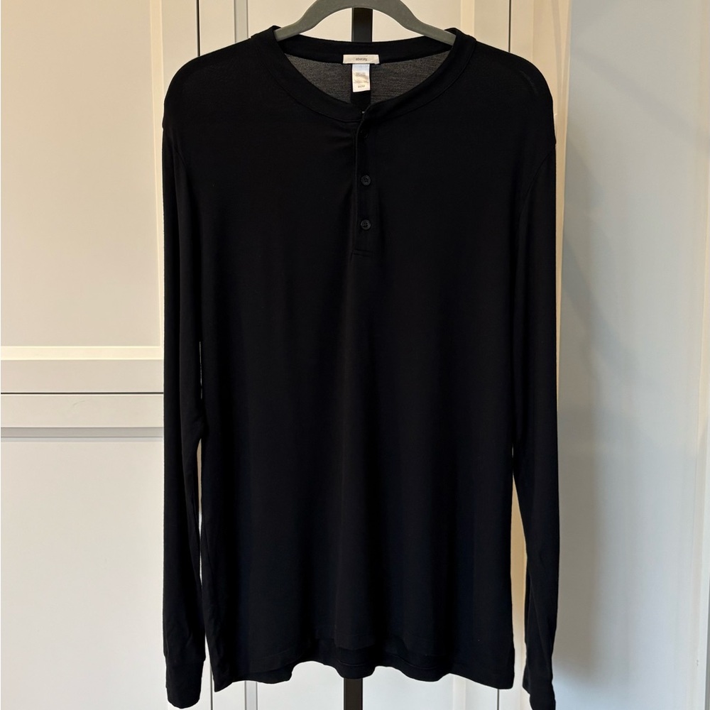 Eberjey Men’s Black Long-Sleeve Sleep Top Shirt Soft Modal Size Medium